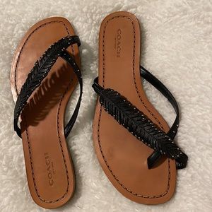 Coach Deni Black leather sandals - size 6.5